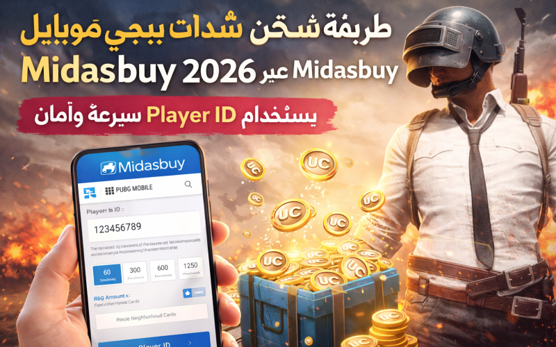 طريقة شحن شدات ببجي موبايل 2026 عبر Midasbuy باستخدام Player ID بسرعة وأمان