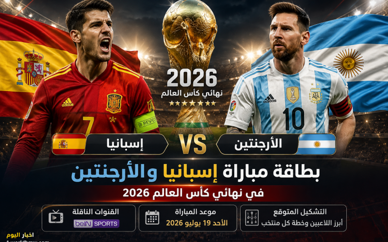 بطاقة مباراة إسبانيا والأرجنتين في نهائي كأس العالم 2026.. الموعد والقنوات الناقلة والتشكيل المتوقع